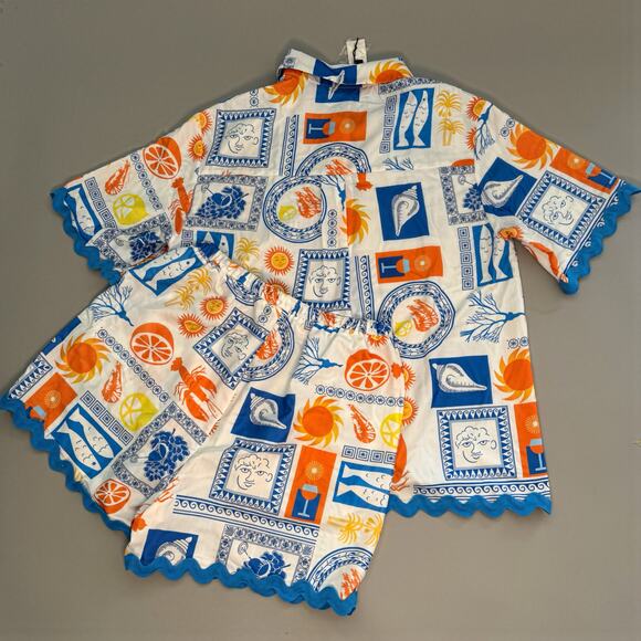 Commense Set | Summer Blue and White Top and Shorts - Picture 7 of 8